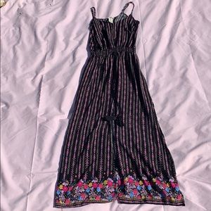 Black Maxi Dress with Multicolored Pattern